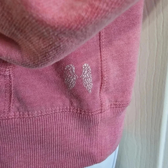 Victoria’s Secret Angel Small Pink Zip Hoodie Striped Vintage Preppy Cozy Classi - Picture 4 of 7